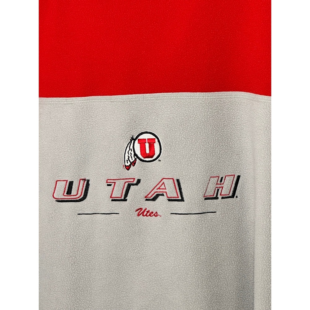 Utah Utes Red Gray Embroidered Active Fleece Quarter Zip Pullover Mens XL - Picture 9 of 14